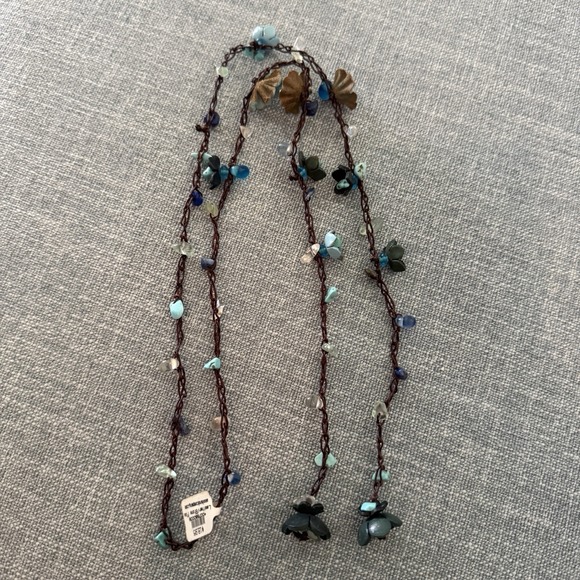 Boho Chic Turquoise Daisy Floral Mix Stone Genuine Leather Lariat Wrap Necklace - Picture 3 of 7